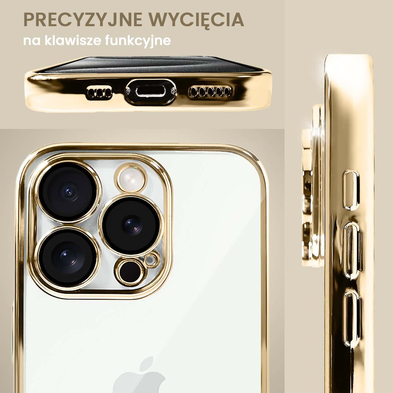 Etui do iPhone 15 Pro Max slim golden z osłoną kamery, złote (OUTLET)