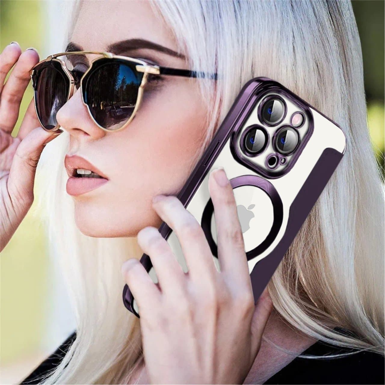 Etui do iPhone 15 Pro typu książka Book Magsafe Lens Protect, z klapką, głęboka purpura