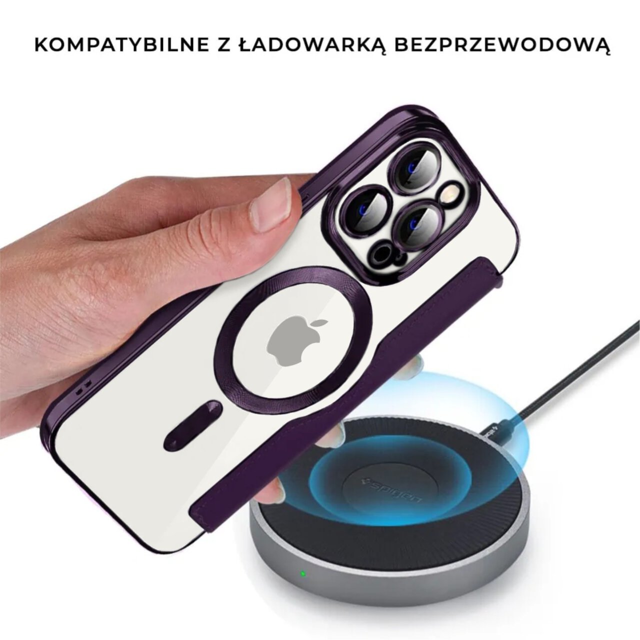 Etui do iPhone 15 Pro typu książka Book Magsafe Lens Protect, z klapką, głęboka purpura