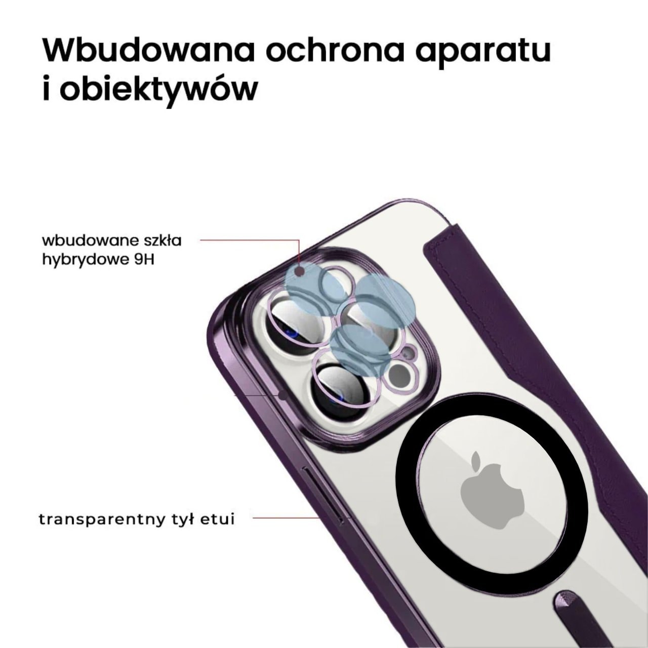 Etui do iPhone 15 Pro typu książka Book Magsafe Lens Protect, z klapką, głęboka purpura
