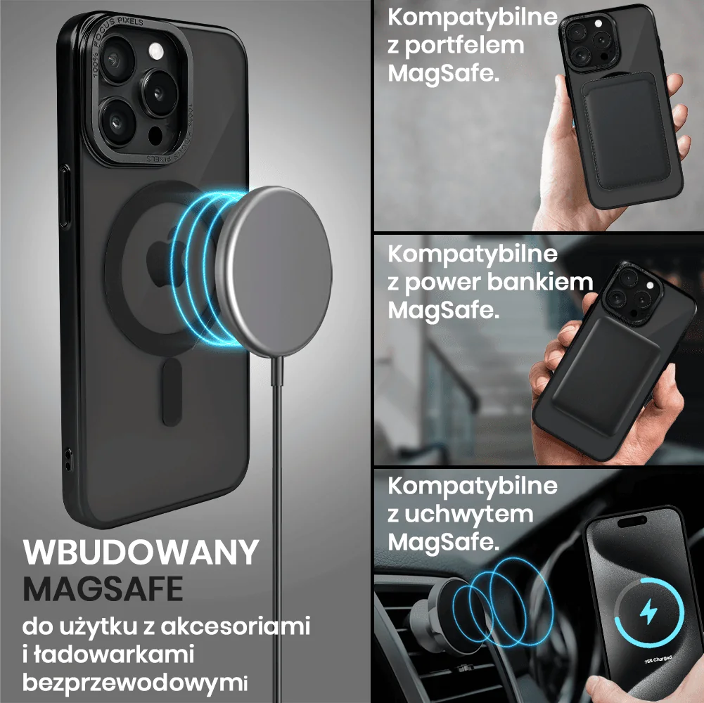 Etui do iPhone 15 Pro Skin Shield, cienkie, twardy tył, Titanium Finish, czarne (OUTLET)