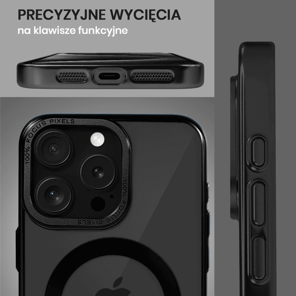 Etui do iPhone 15 Pro Skin Shield, cienkie, twardy tył, Titanium Finish, czarne (OUTLET)