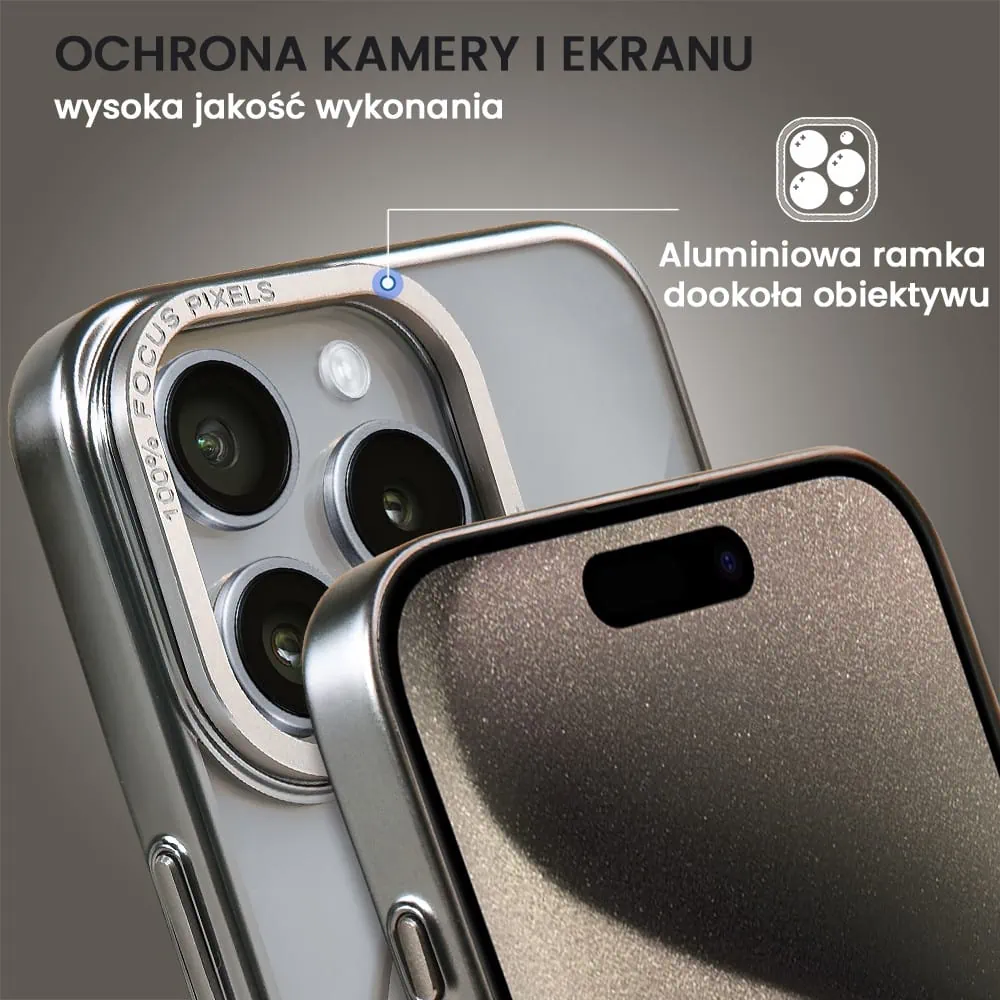 Etui do iPhone 15 Pro Max Skin Shield, cienkie, twardy tył, Titanium Finish, tytan naturalny (OUTLET)