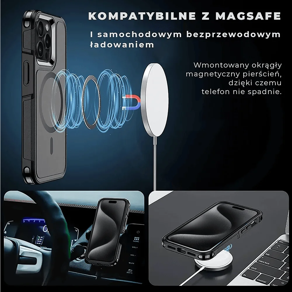 Etui do iPhone 15 Pro Max Smart Armor Pancerne z MagSafe, czarne