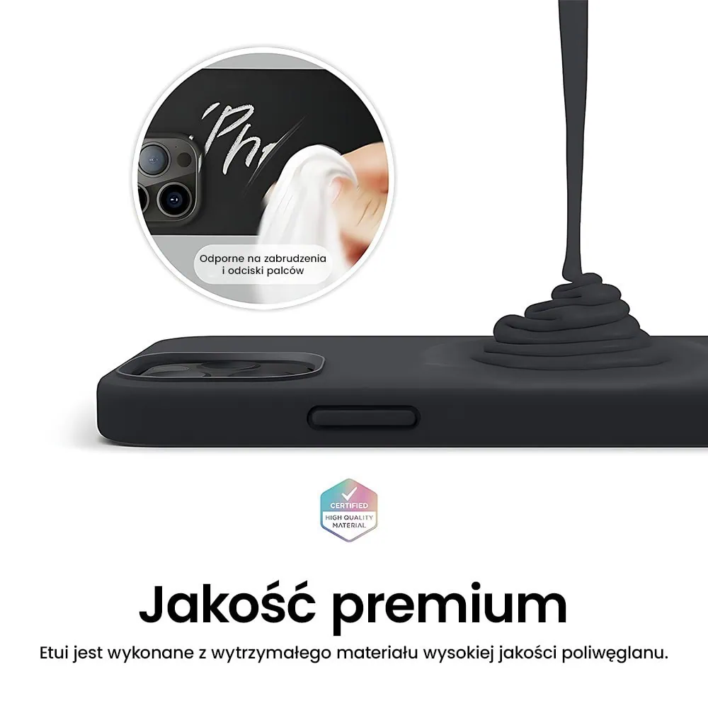 Etui do iPhone 15 Pro Soft Lux matowe z mikrofibrą, trójwarstwowa ochrona, czarne