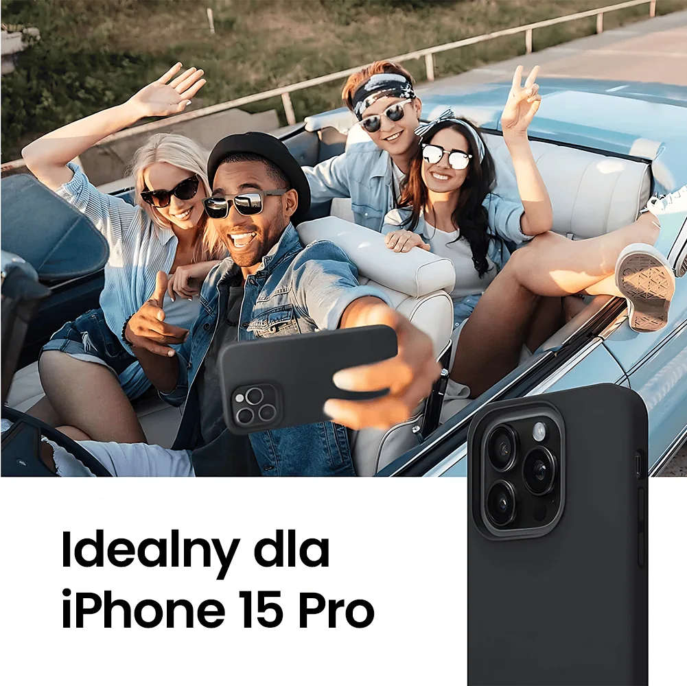 Etui do iPhone 15 Pro Soft Lux matowe z mikrofibrą, trójwarstwowa ochrona, czarne