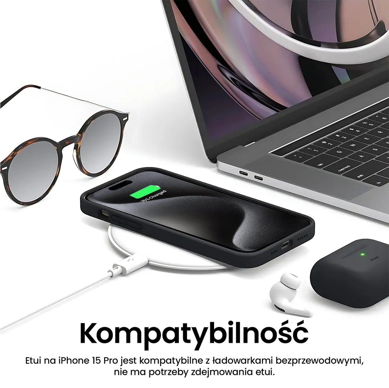 Etui do iPhone 15 Pro Soft Lux matowe z mikrofibrą, trójwarstwowa ochrona, czarne