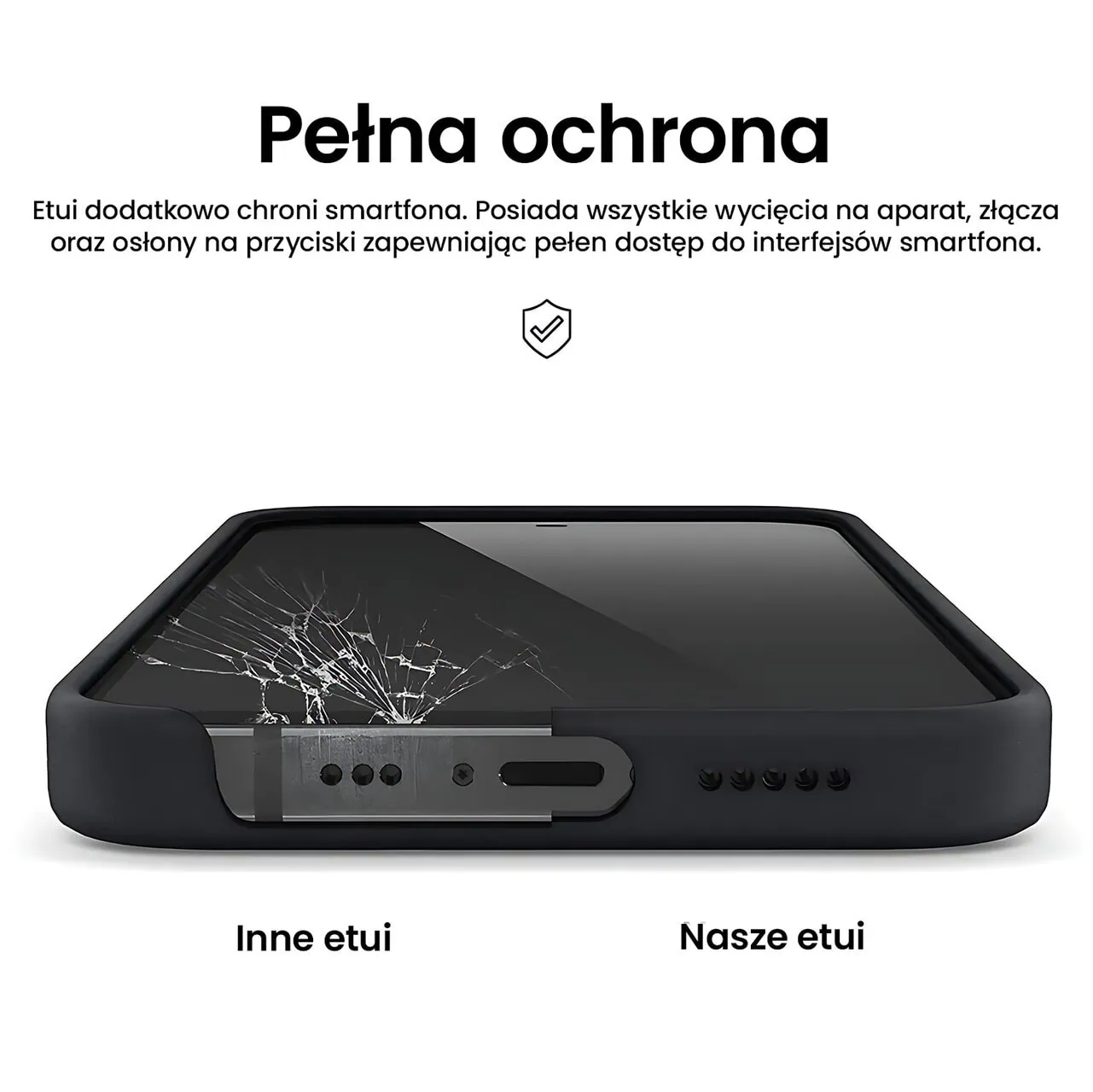 Etui do iPhone 15 Pro Soft Lux matowe z mikrofibrą, trójwarstwowa ochrona, czarne