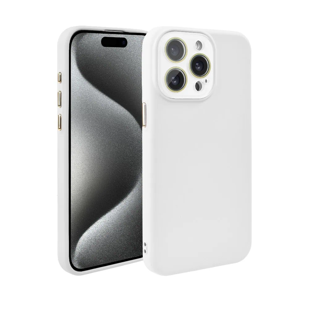 Etui do iPhone 15 Pro Max Soft Silicone Protect, z osłoną aparatu, białe