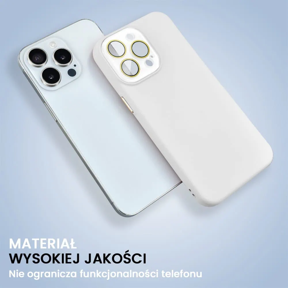 Etui do iPhone 15 Pro Max Soft Silicone Protect, z osłoną aparatu, białe