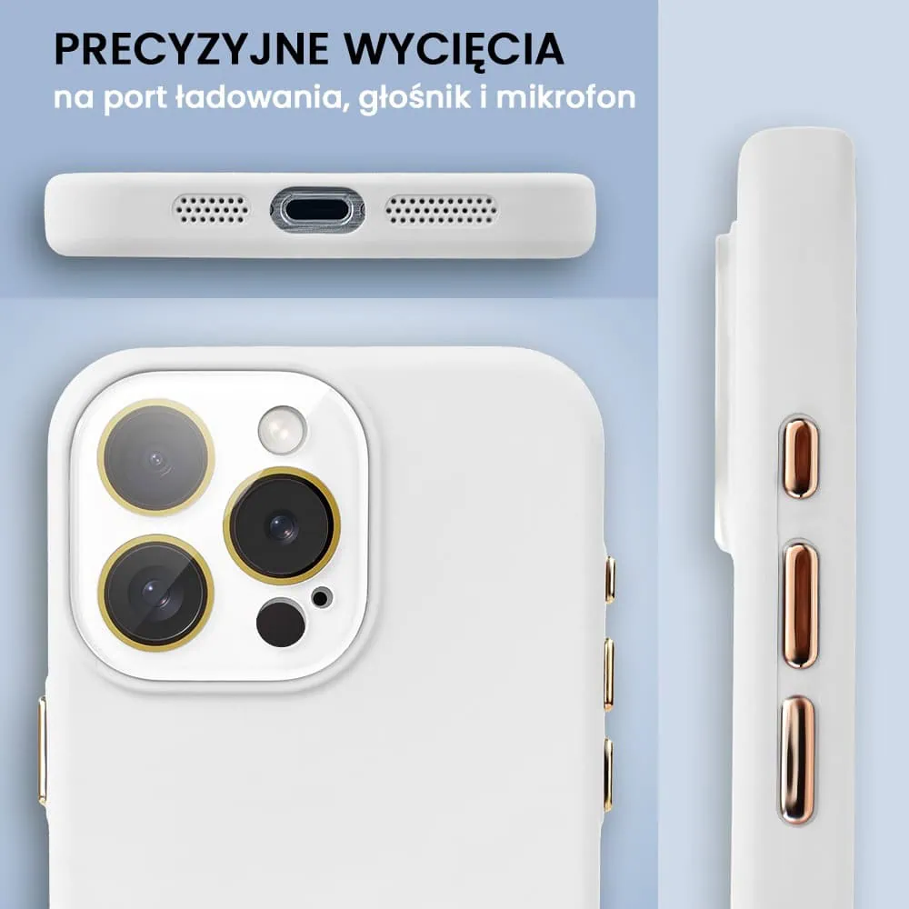 Etui do iPhone 15 Pro Max Soft Silicone Protect, z osłoną aparatu, białe