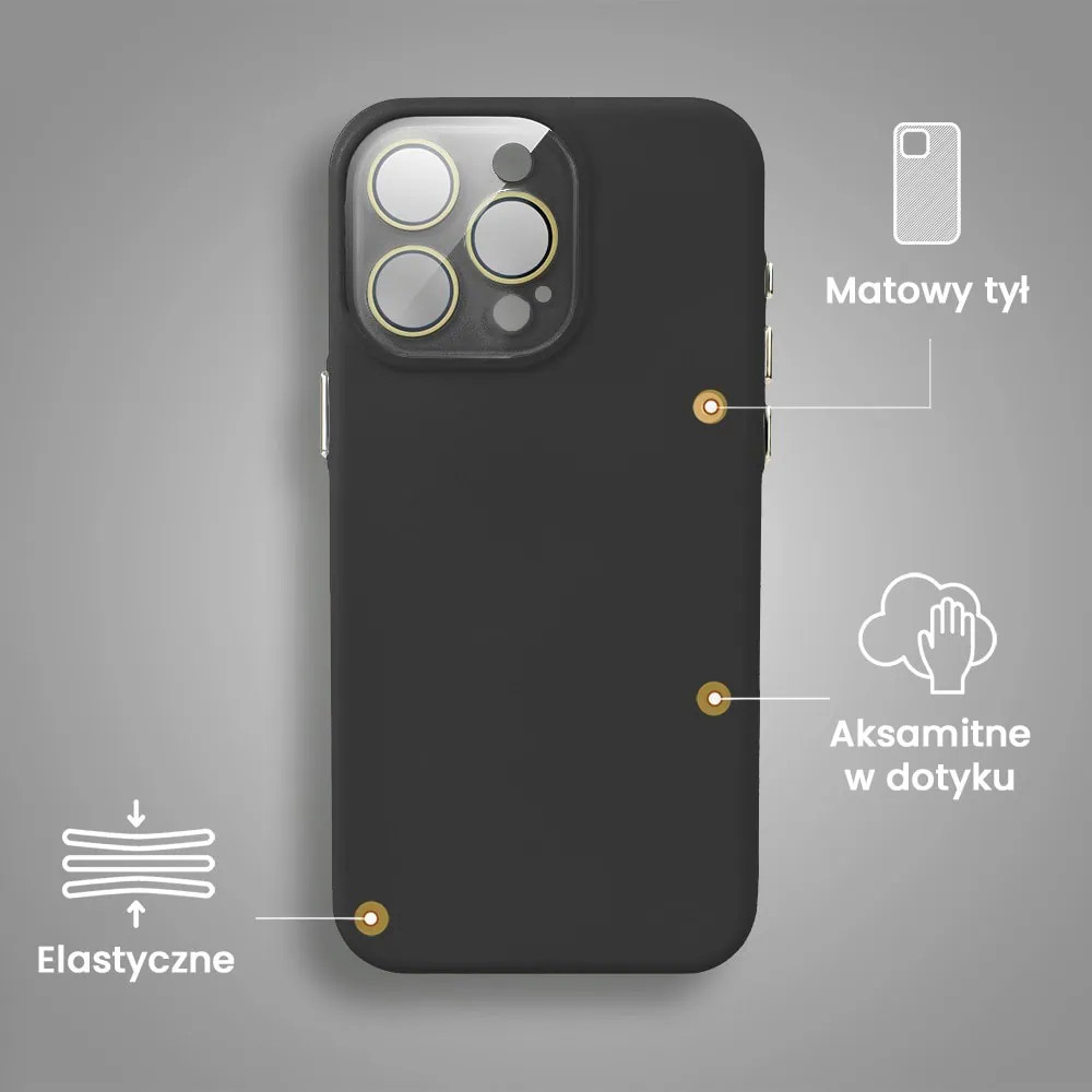 Etui do iPhone 15 Pro Max Soft Silicone Protect, z osłoną aparatu, czarne