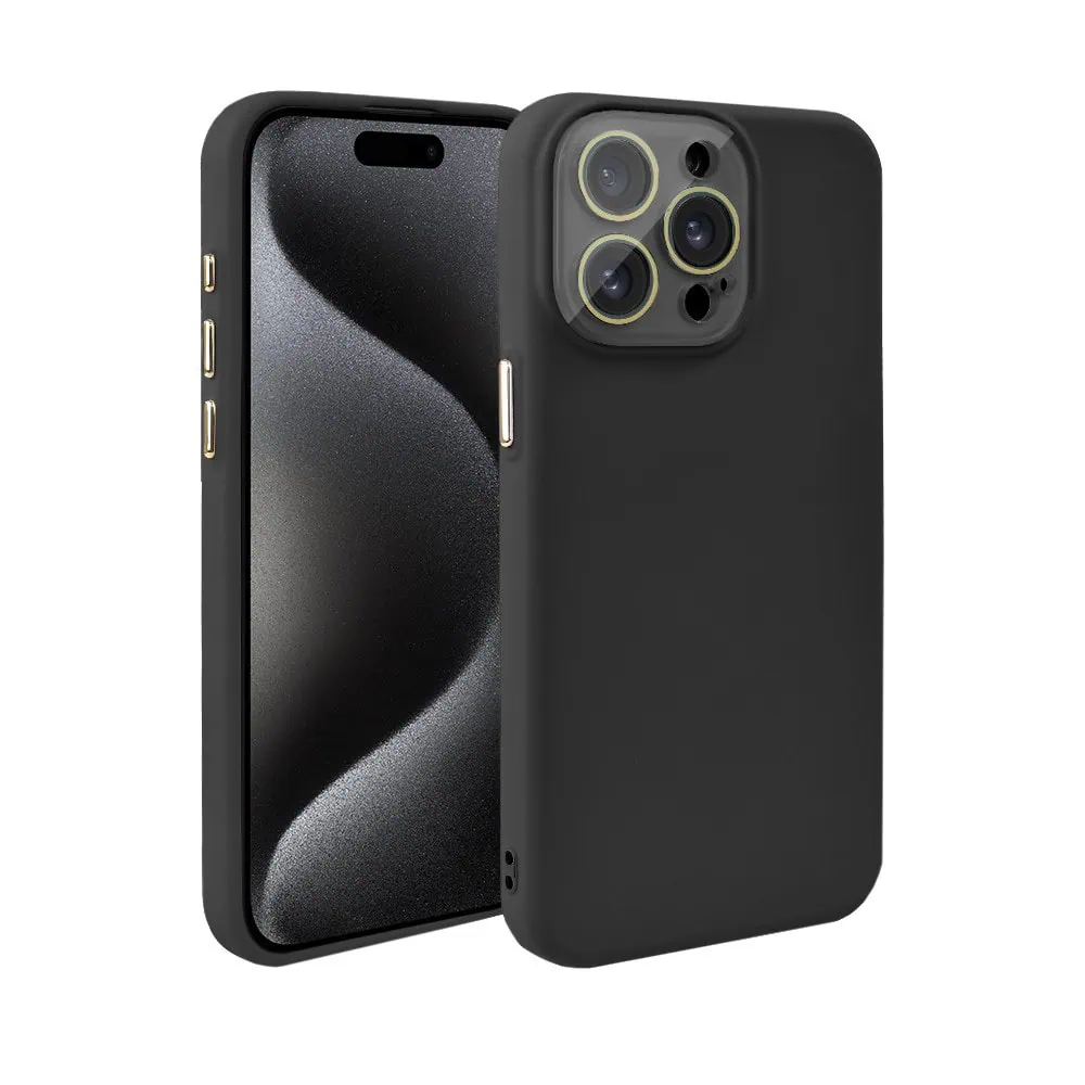 Etui do iPhone 15 Pro Max Soft Silicone Protect, z osłoną aparatu, czarne