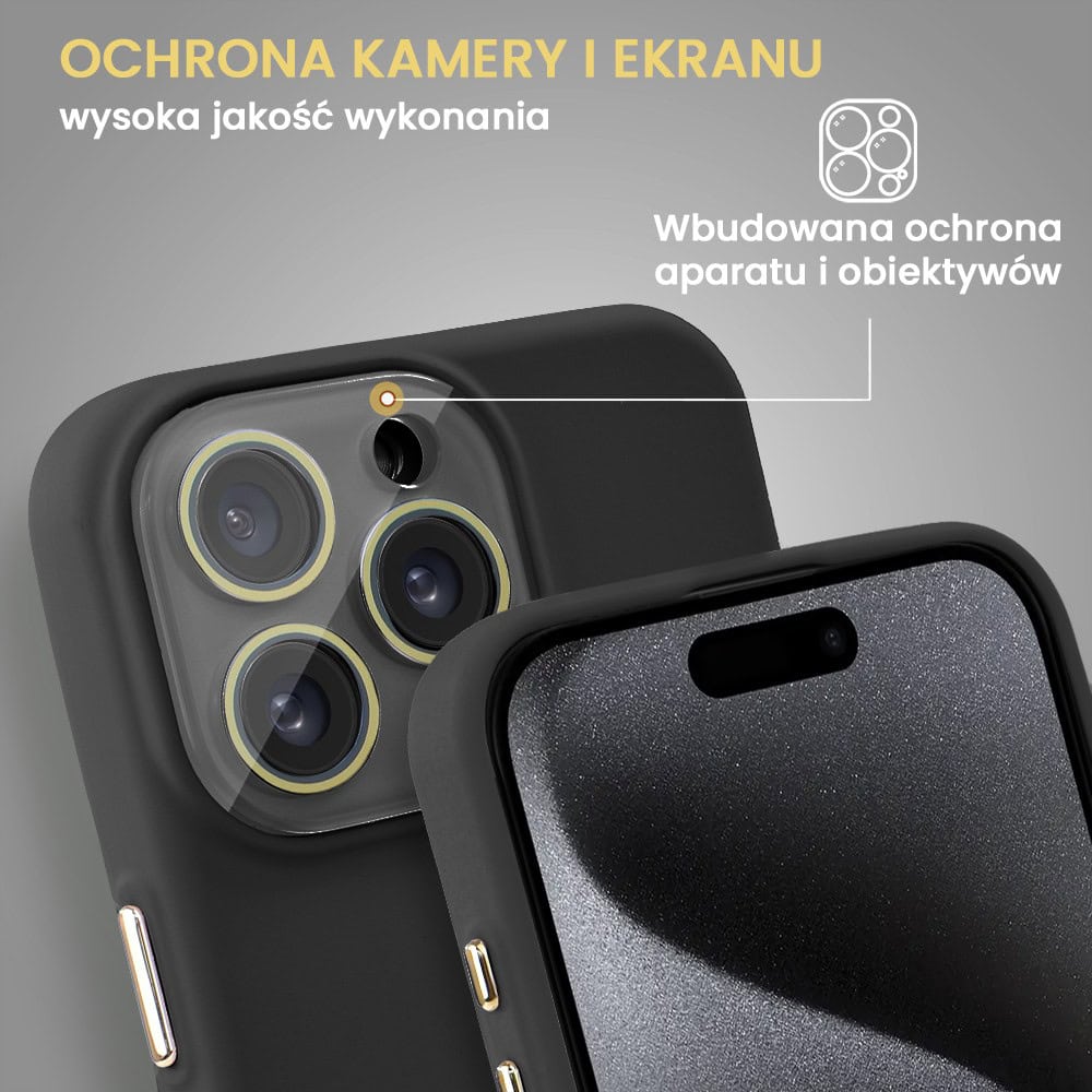 Etui do iPhone 15 Pro Max Soft Silicone Protect, z osłoną aparatu, czarne
