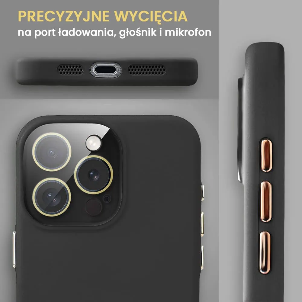 Etui do iPhone 15 Pro Max Soft Silicone Protect, z osłoną aparatu, czarne