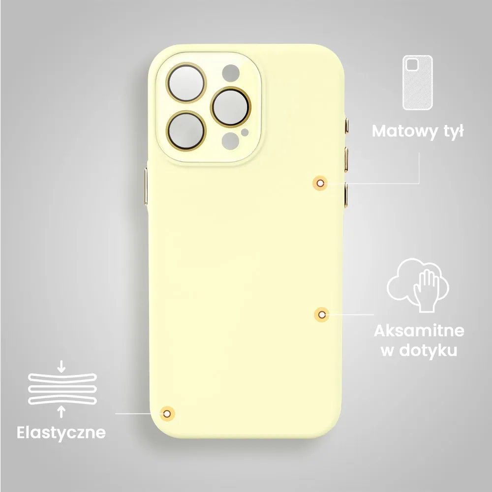 Etui do iPhone 15 Pro Max Soft Silicone Protect, z osłoną aparatu, żółte