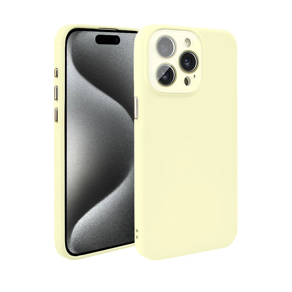Etui do iPhone 15 Pro Max Soft Silicone Protect, z osłoną aparatu, żółte