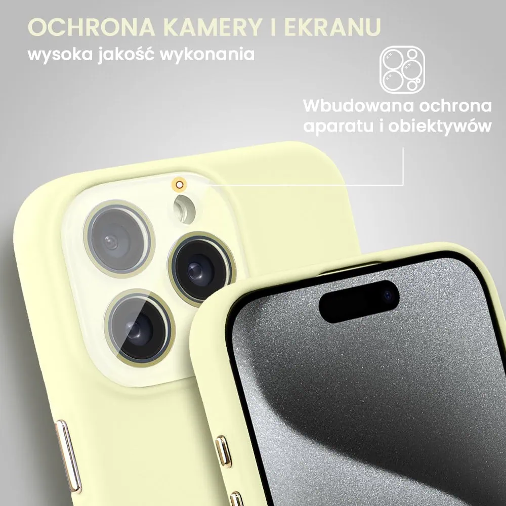 Etui do iPhone 15 Pro Max Soft Silicone Protect, z osłoną aparatu, żółte