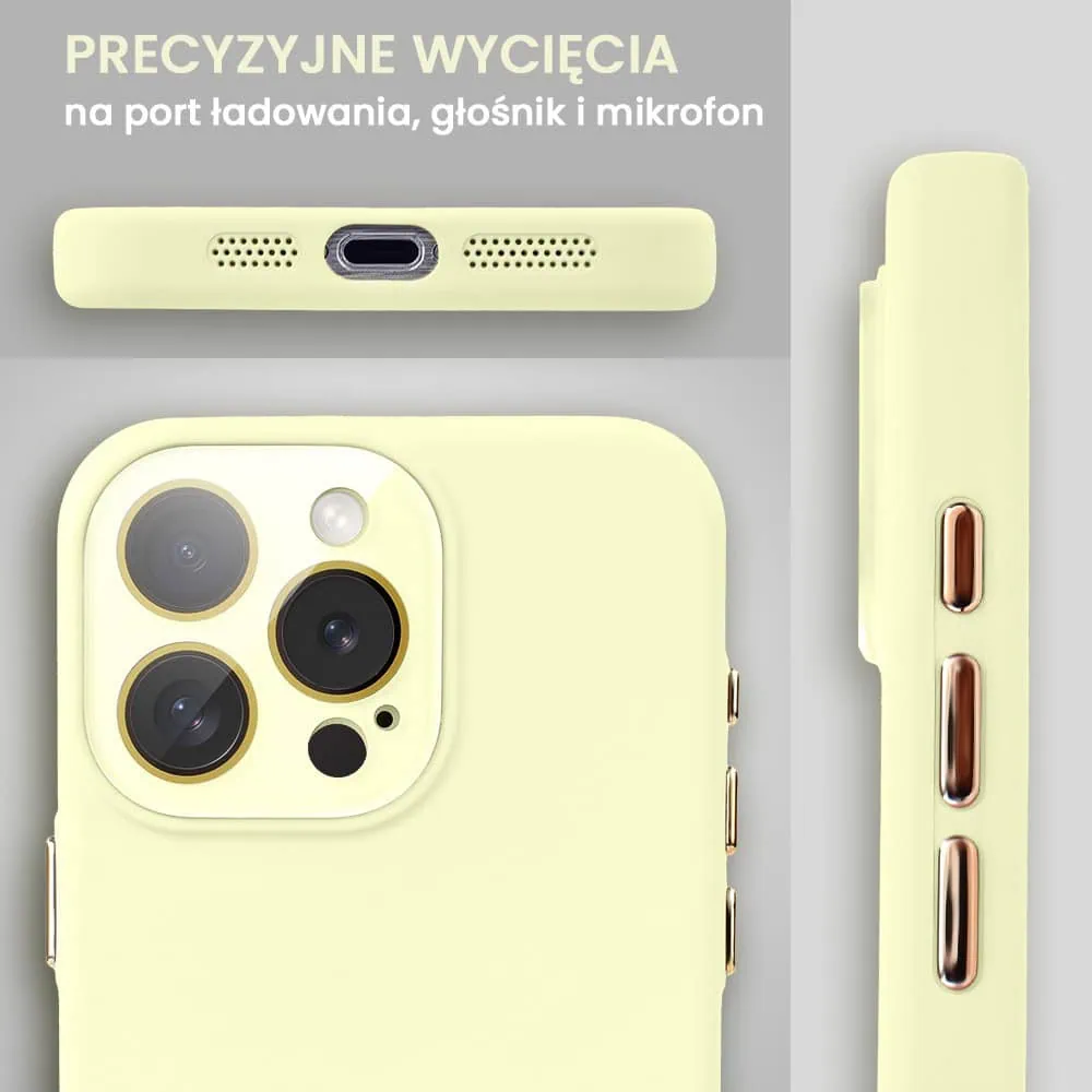 Etui do iPhone 15 Pro Max Soft Silicone Protect, z osłoną aparatu, żółte