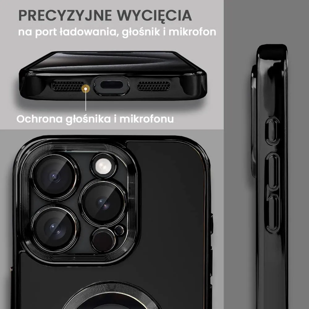 Etui do iPhone 15 Pro Max cienkie, eleganckie, z osłoną aparatu i widocznym logo, czarne