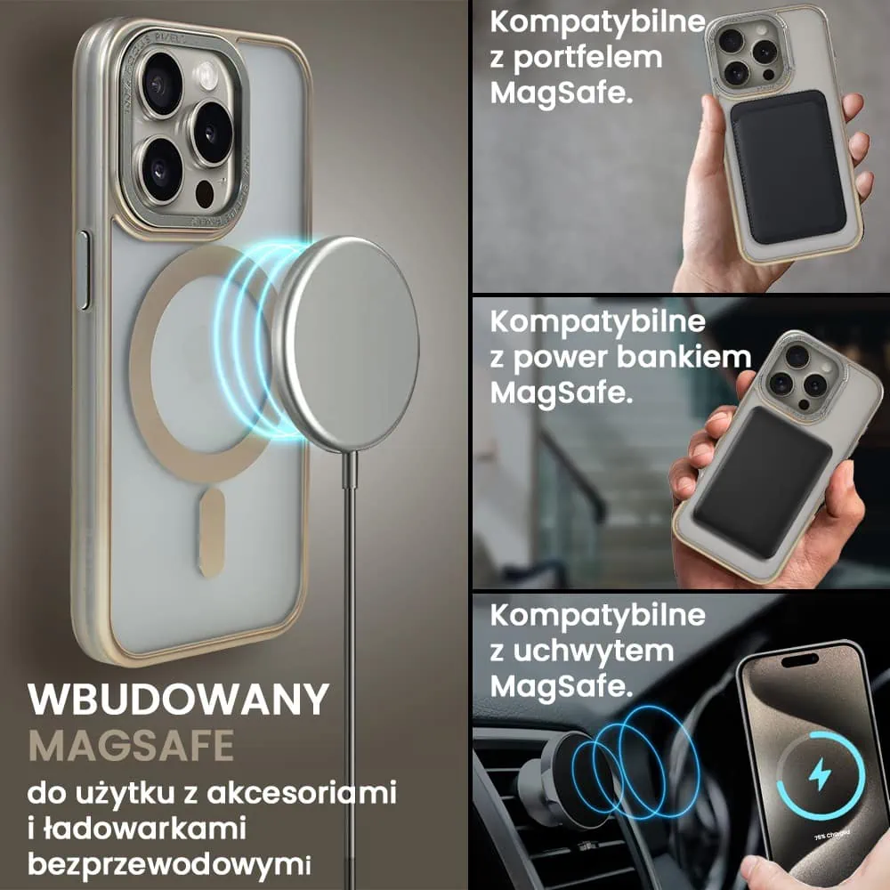 Etui do iPhone 15 Pro Max cienkie, elastyczne, wzmocniona ramka, Titanium Finish, naturalnie tytanowe