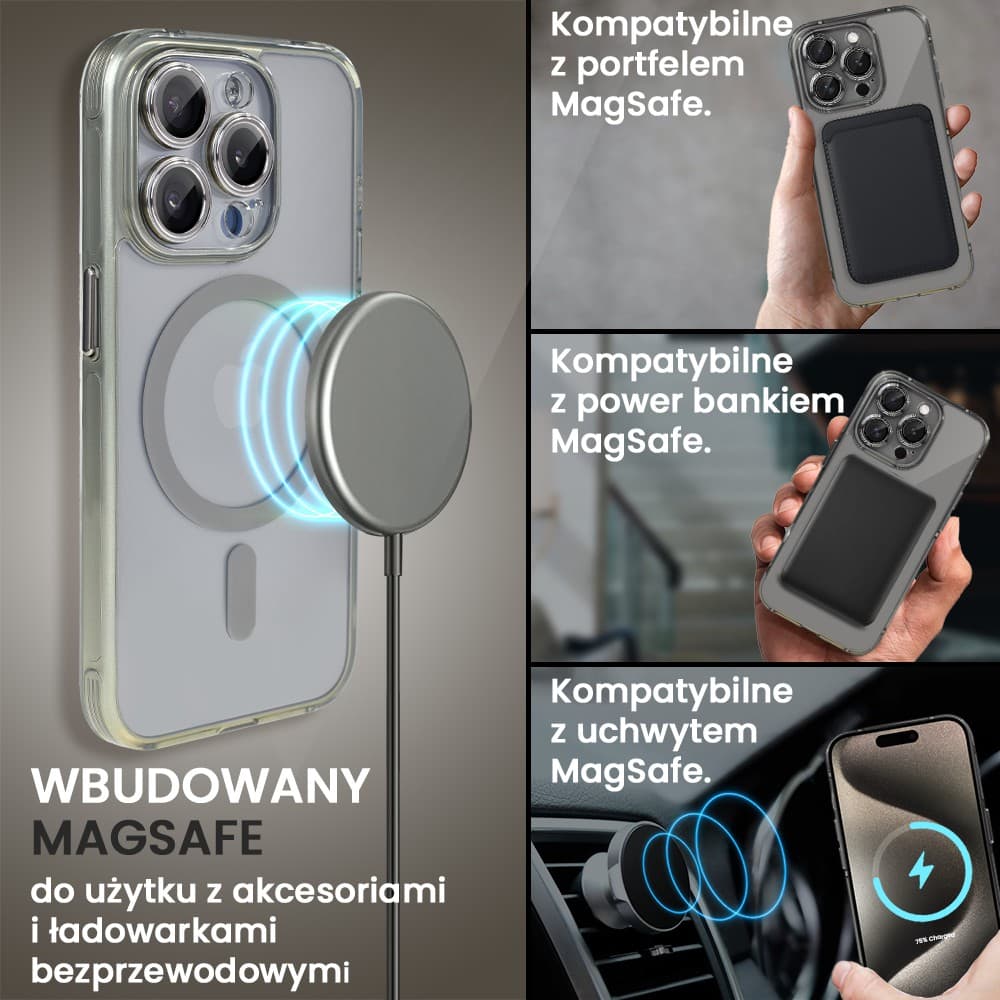 Etui do iPhone 15 Pro Max cienkie, wzmocnione, z ochroną anti shock oraz głośników, naturalnie tytanowe