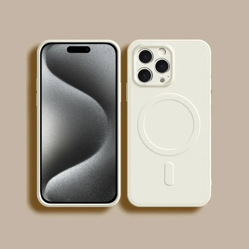 Etui do iPhone 15 Pro silikonowe z mikrofibrą Premium Soft Touch MagSafe, ochrona aparatu, kamień polny