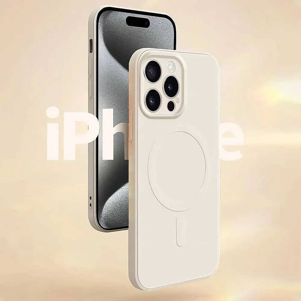 Etui do iPhone 15 Pro silikonowe z mikrofibrą Premium Soft Touch MagSafe, ochrona aparatu, kamień polny