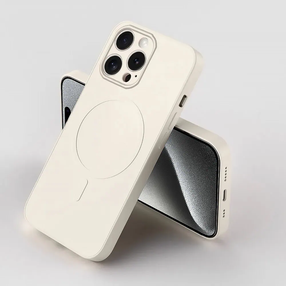 Etui do iPhone 15 Pro silikonowe z mikrofibrą Premium Soft Touch MagSafe, ochrona aparatu, kamień polny