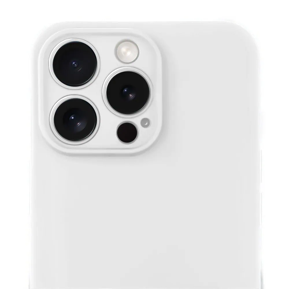 Etui do iPhone 15 Pro Max silikonowe z mikrofibrą soft touch z osłoną na aparat, białe alabastrowe