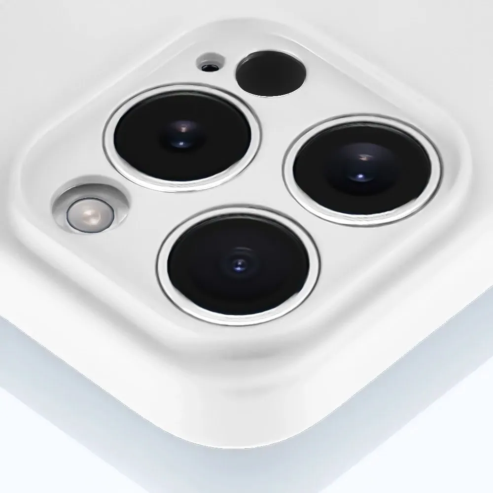 Etui do iPhone 15 Pro Max silikonowe z mikrofibrą soft touch z osłoną na aparat, białe alabastrowe