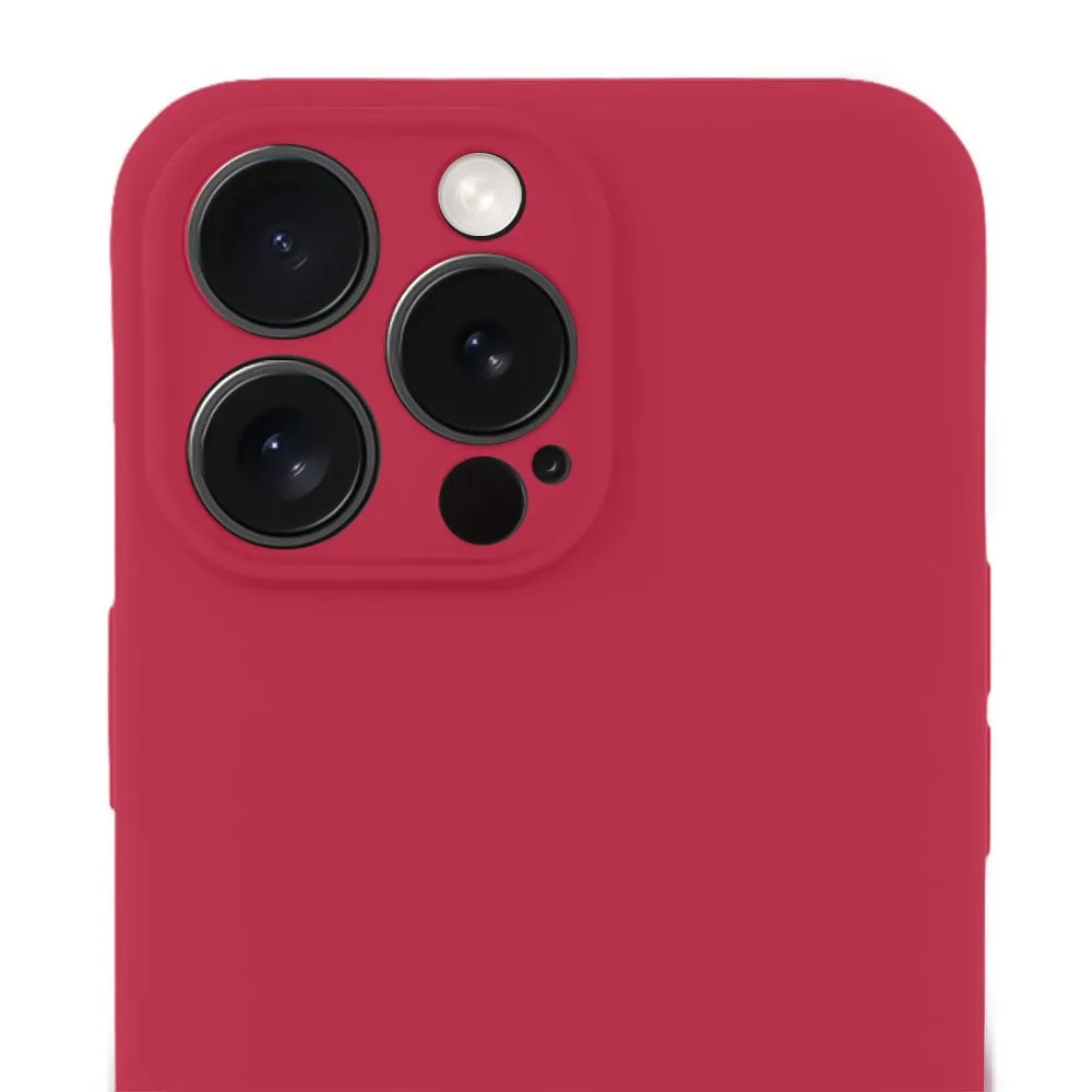 Etui do iPhone 15 Pro Max silikonowe z mikrofibrą soft touch z osłoną na aparat, ceglasta czerwień
