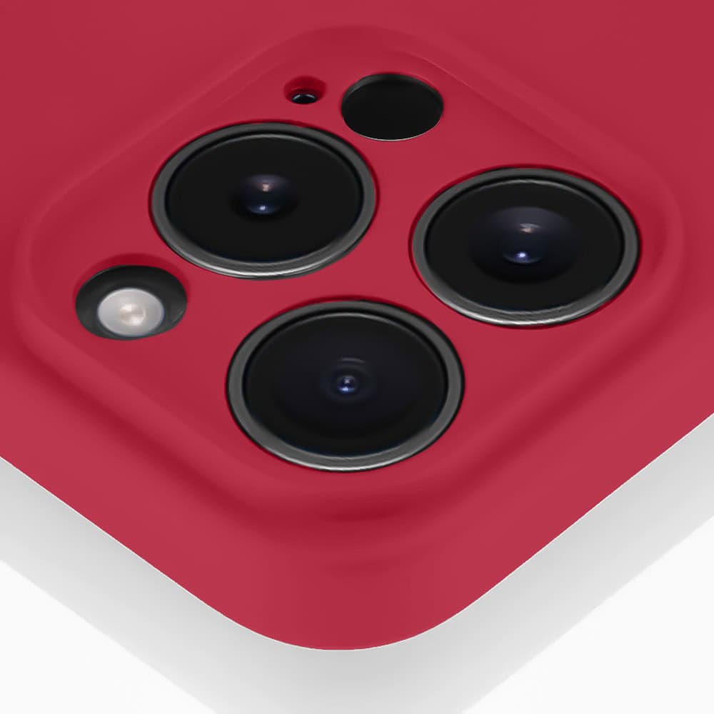 Etui do iPhone 15 Pro Max silikonowe z mikrofibrą soft touch z osłoną na aparat, ceglasta czerwień