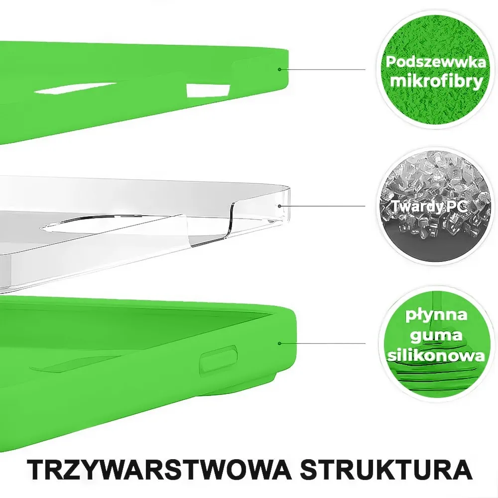 Etui do iPhone 15 Pro Max silikonowe z mikrofibrą soft touch z osłoną na aparat, wiosenna zieleń