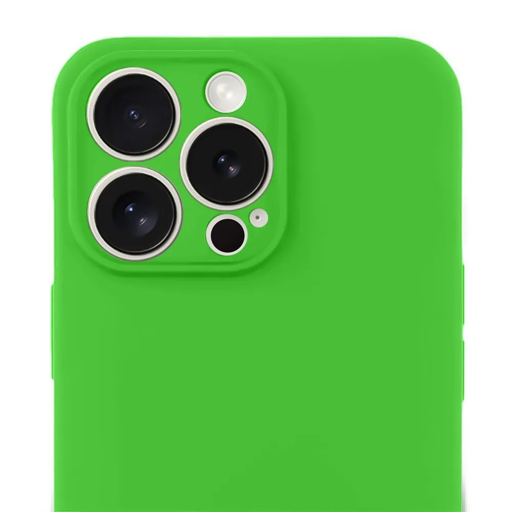 Etui do iPhone 15 Pro Max silikonowe z mikrofibrą soft touch z osłoną na aparat, wiosenna zieleń