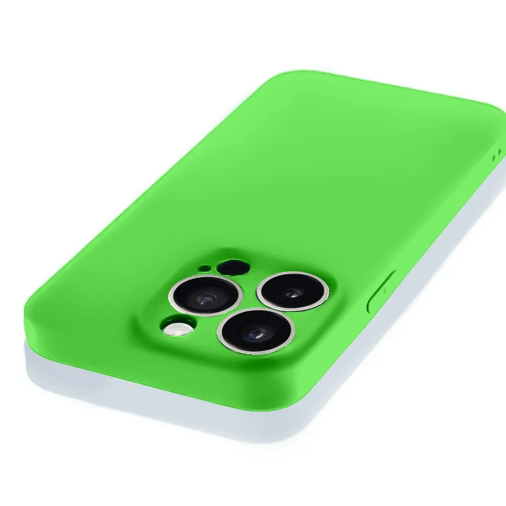 Etui do iPhone 15 Pro Max silikonowe z mikrofibrą soft touch z osłoną na aparat, wiosenna zieleń