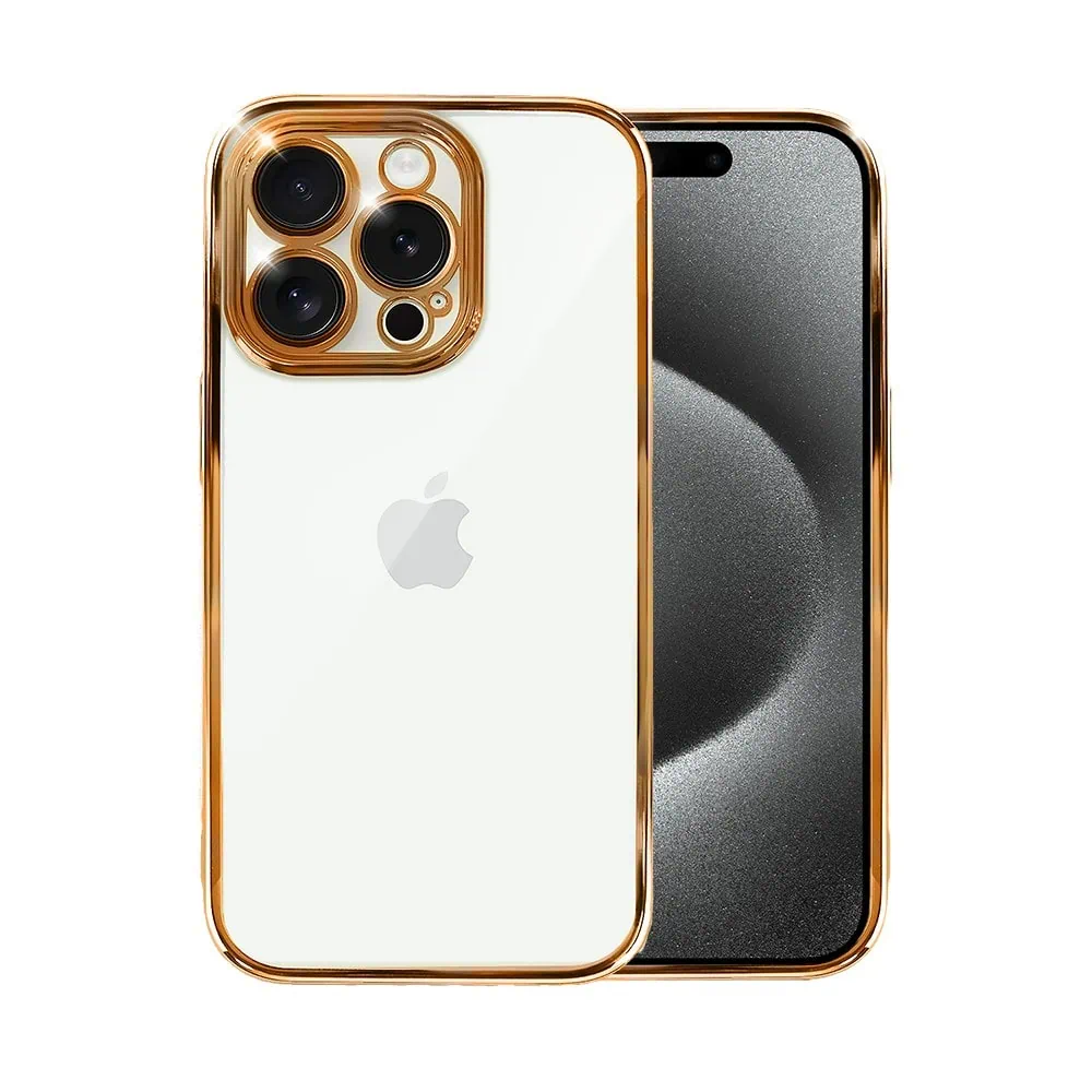 Etui do iPhone 15 Pro slim golden z osłoną kamery, czerwone złoto