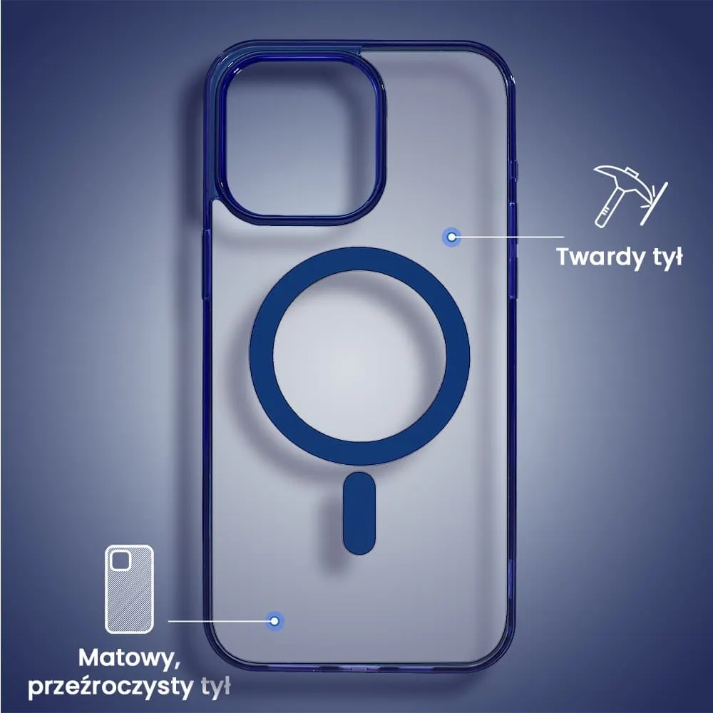 Etui do iPhone 15 Pro, Magsafe Frosted Skin, cienkie, półprzeźroczyste, granatowe