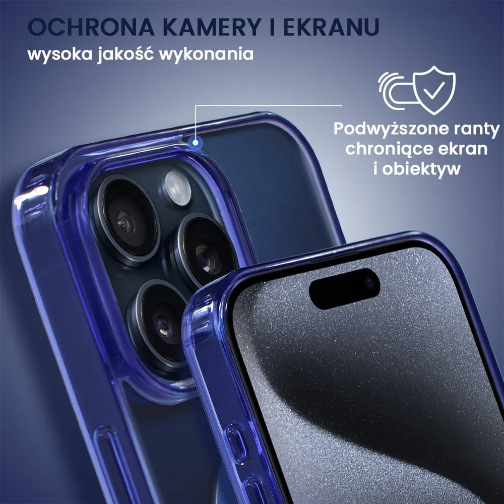 Etui do iPhone 15 Pro, Magsafe Frosted Skin, cienkie, półprzeźroczyste, granatowe