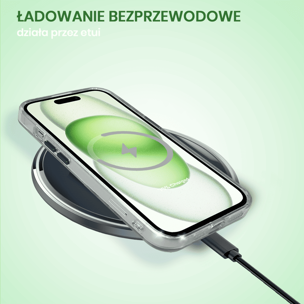 Etui do iPhone 15 Simple Elegance z MagSafe, twardy przeźroczysty tył, hybrydowa ochrona kamery, zielone