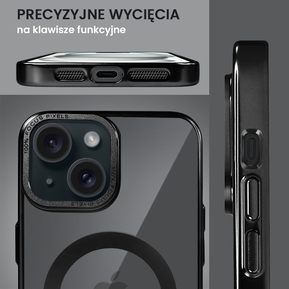 Etui do iPhone 15 Skin Shield, cienkie, twardy tył, Titanium Finish, czarne (OUTLET)