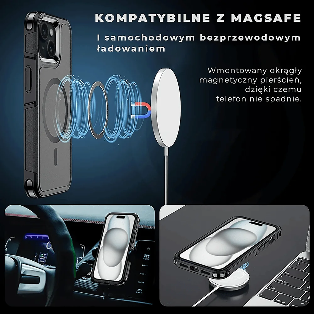 Etui do iPhone 15 Plus Smart Armor Pancerne z MagSafe, czarne
