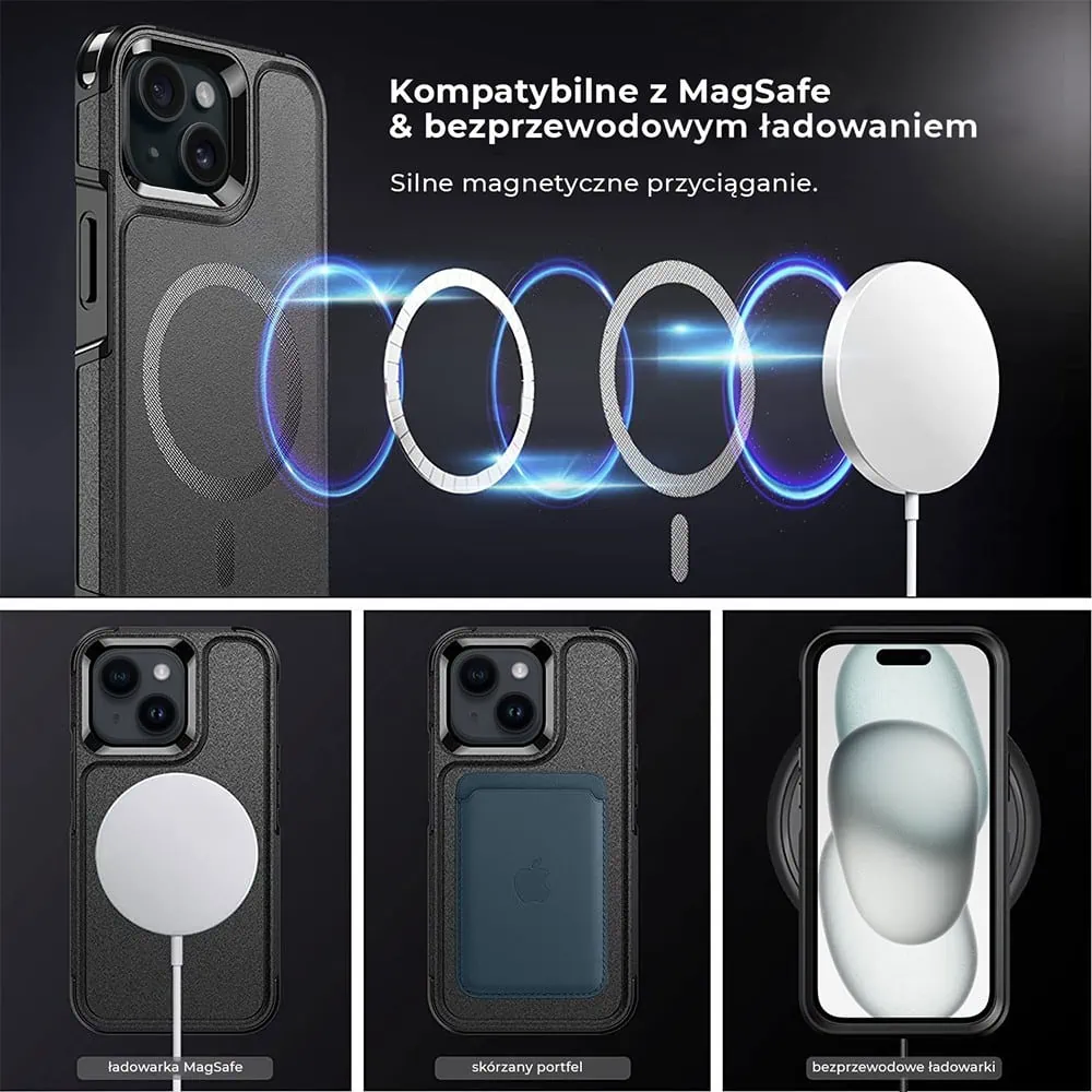 Etui do iPhone 15 Plus Smart Armor Pancerne z MagSafe, czarne