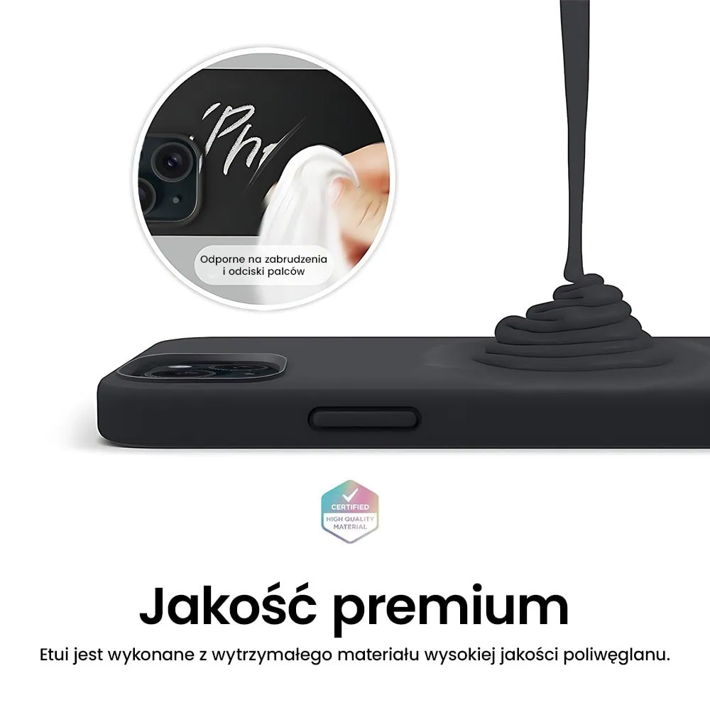 Etui do iPhone 15 Plus Soft Lux matowe z mikrofibrą, trójwarstwowa ochrona, czarne