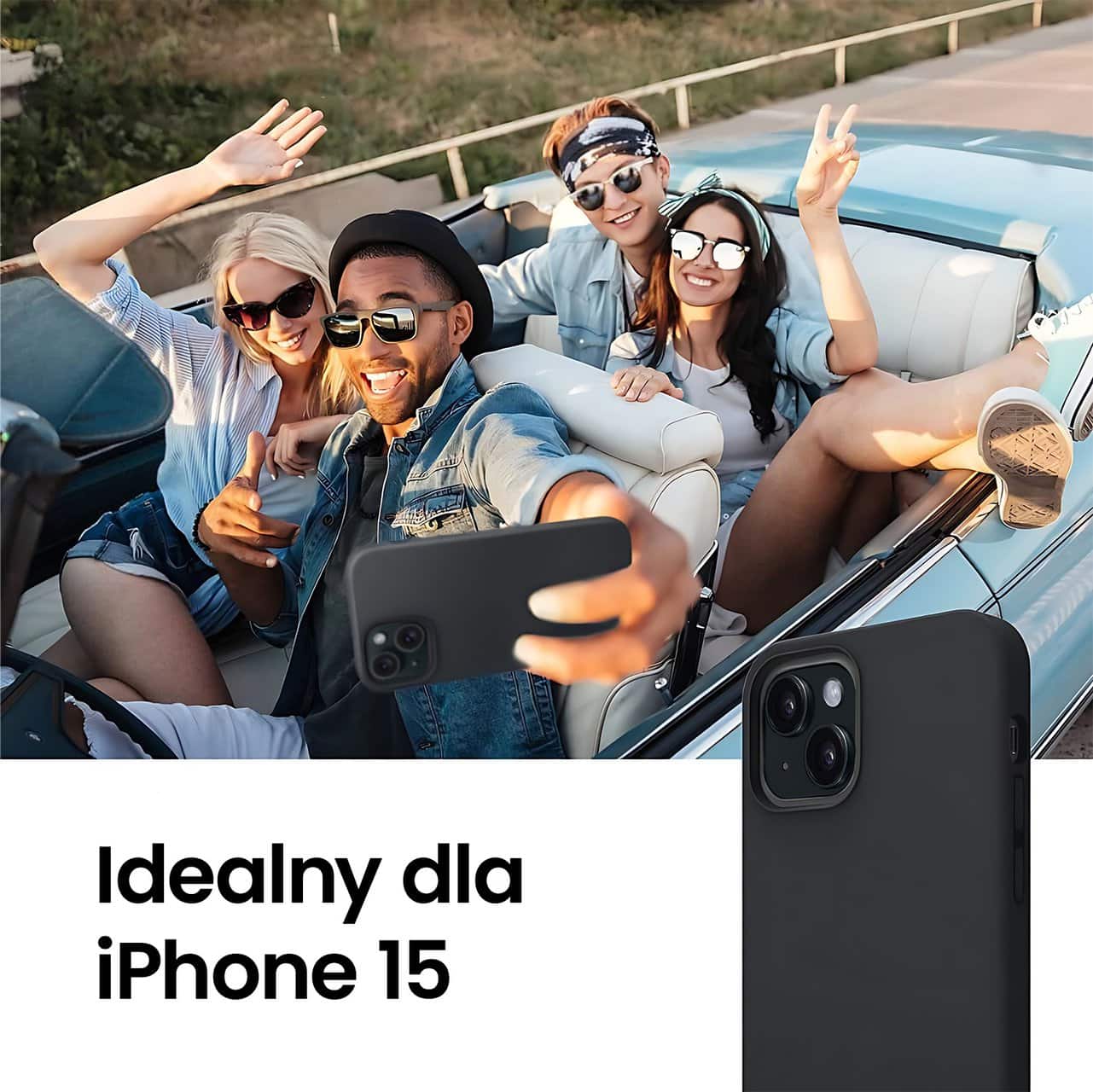 Etui do iPhone 15 Soft Lux matowe z mikrofibrą, trójwarstwowa ochrona, czarne