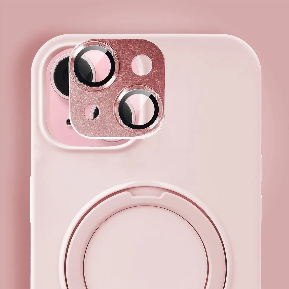 Etui do iPhone 15 Soft Silicone MagSafe Stand z podstawką, blady róż