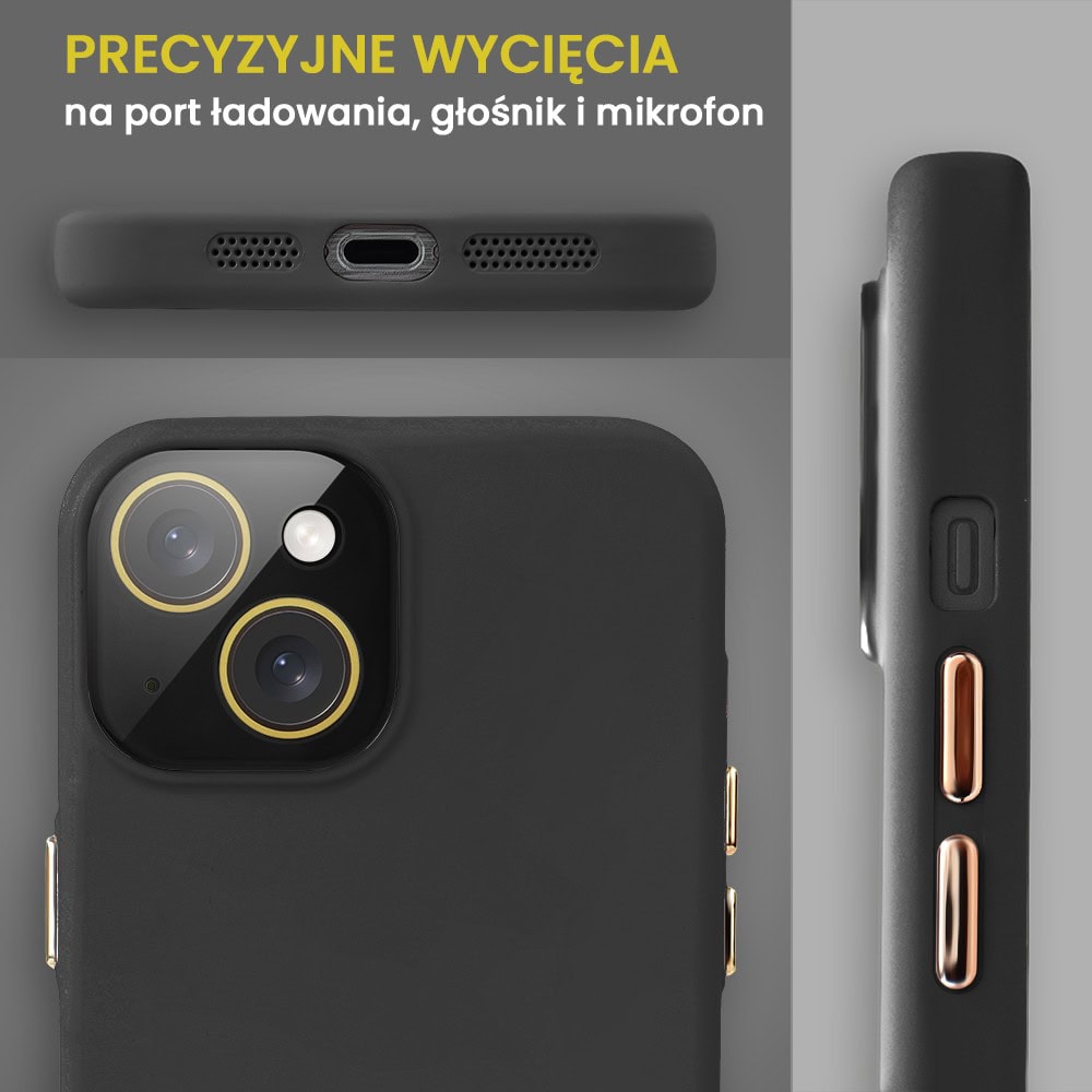 Etui do iPhone 15 Soft Silicone Protect, z osłoną aparatu, czarne