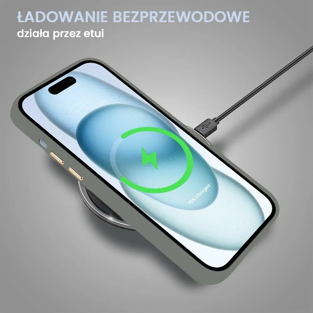 Etui do iPhone 15 Soft Silicone Protect, z osłoną aparatu, szare
