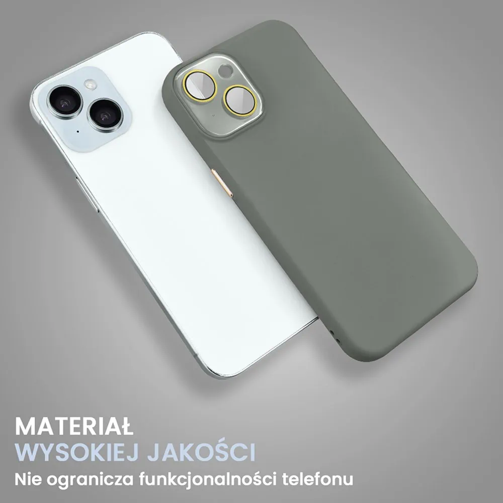 Etui do iPhone 15 Soft Silicone Protect, z osłoną aparatu, szare