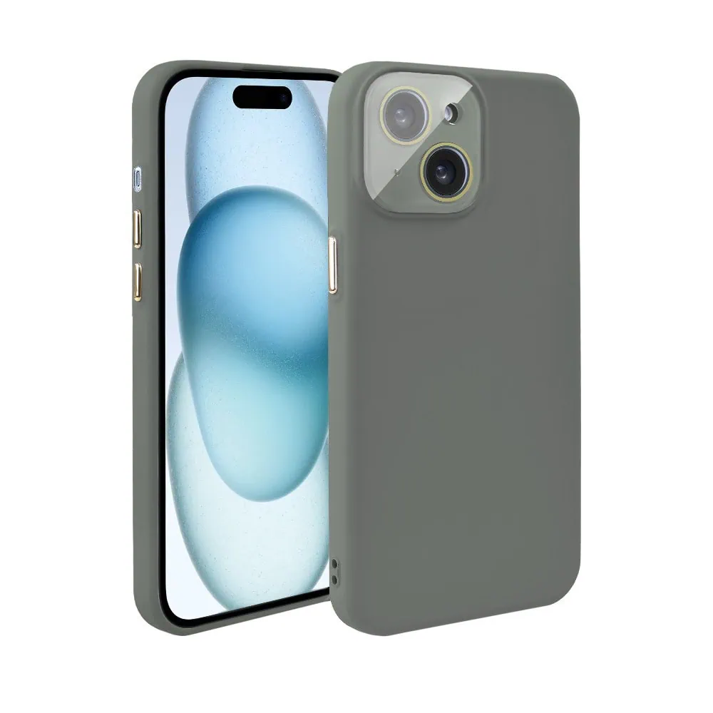 Etui do iPhone 15 Soft Silicone Protect, z osłoną aparatu, szare